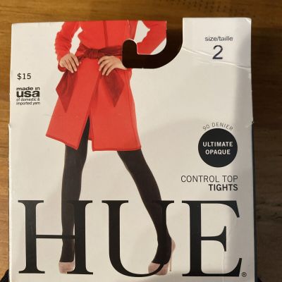 New HUE Women's Opaque Tights 90 Den, Black, Size 2 ( M/L)